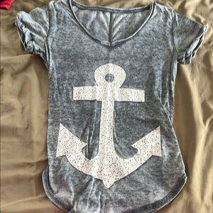 Almost Famous Gray Nautical Short Sleeve Tee